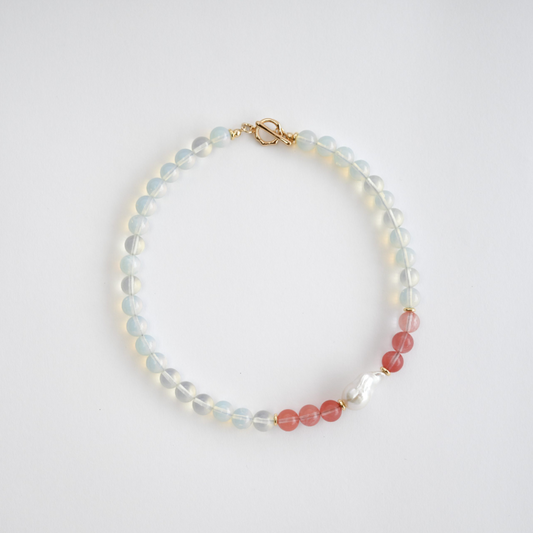 Moonveil Quartz In Baroque Pearl Necklace