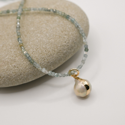 Aquamarine Pearl Drop Necklace