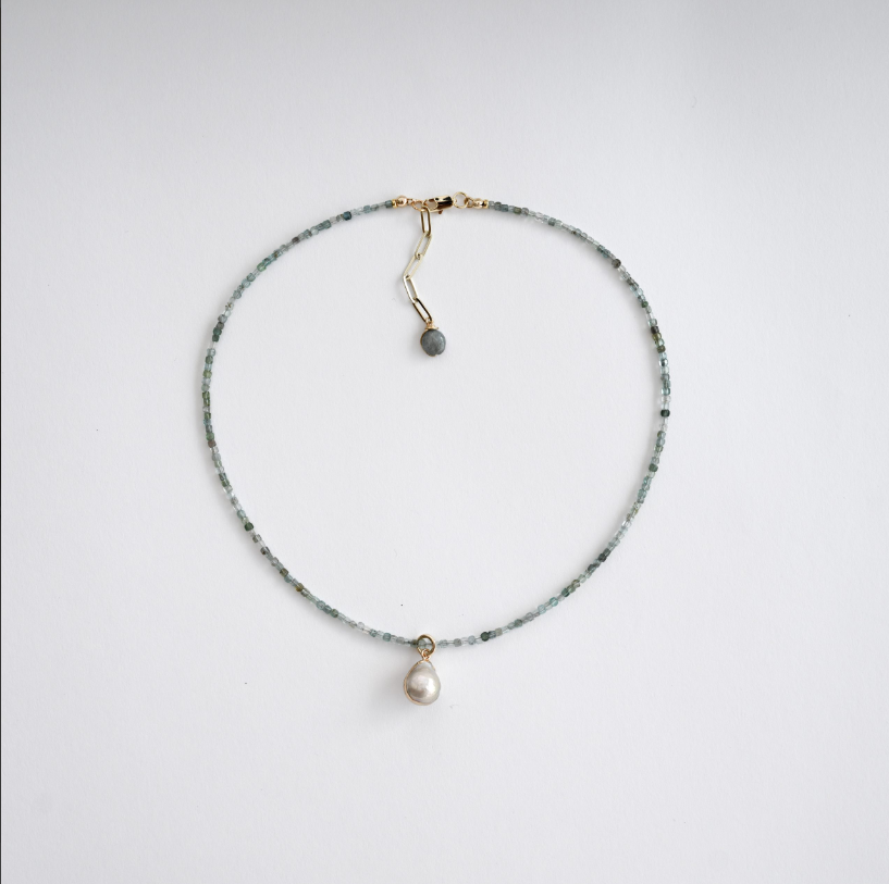 Aquamarine Pearl Drop Necklace