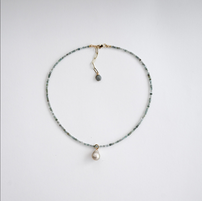 Aquamarine Pearl Drop Necklace