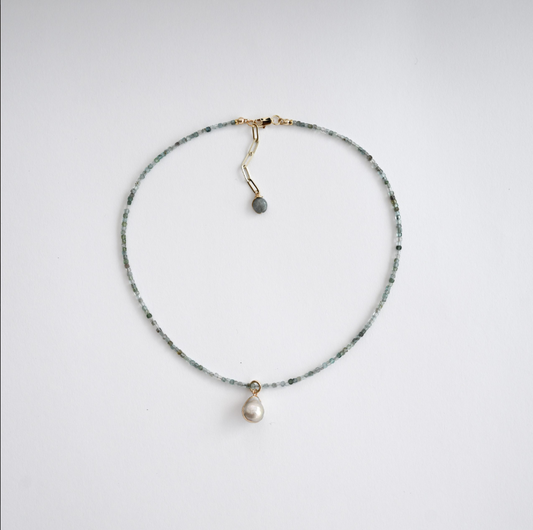 Aquamarine Pearl Drop Necklace