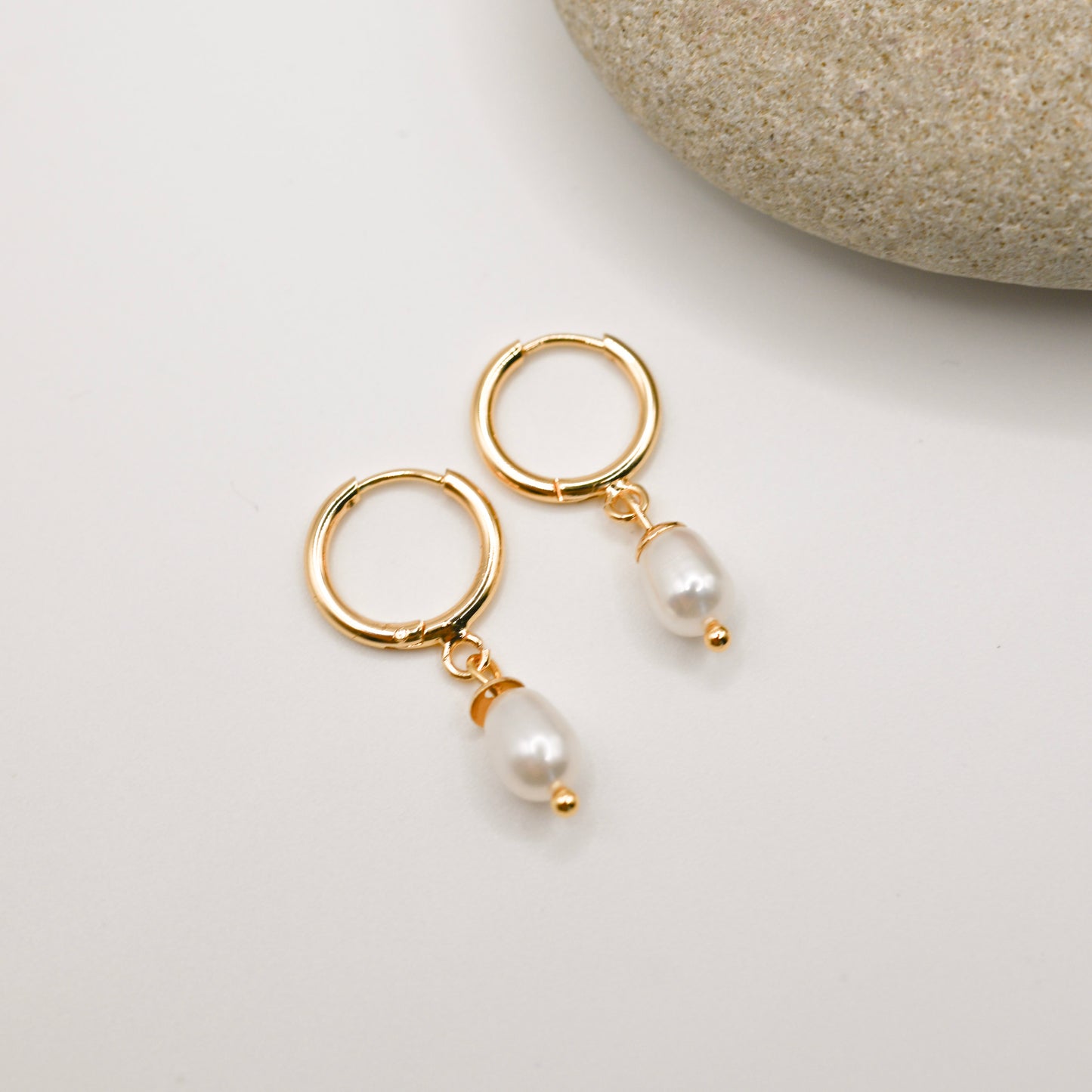 Pearl Drop Hoop Earrings