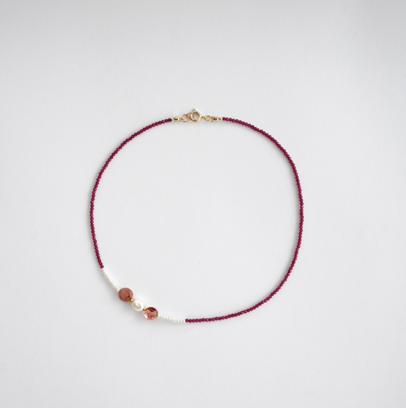 Pink Ruby In Pearl Necklace